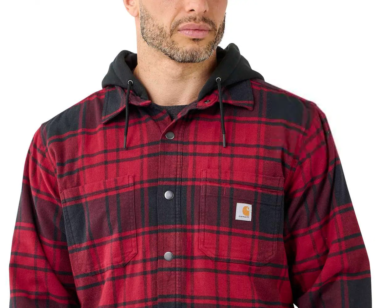 FLANNEL FLEECE LINED HOODED SHIRT JAC