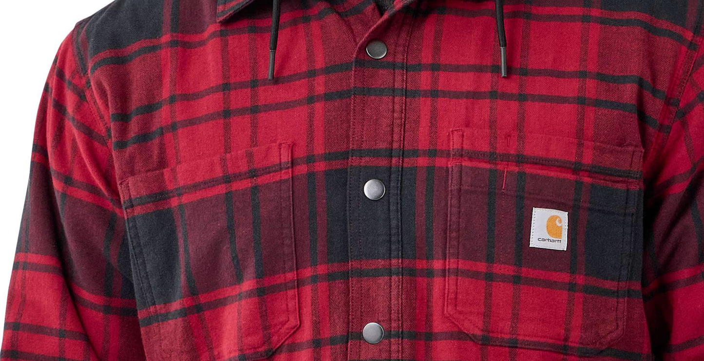 FLANNEL FLEECE LINED HOODED SHIRT JAC